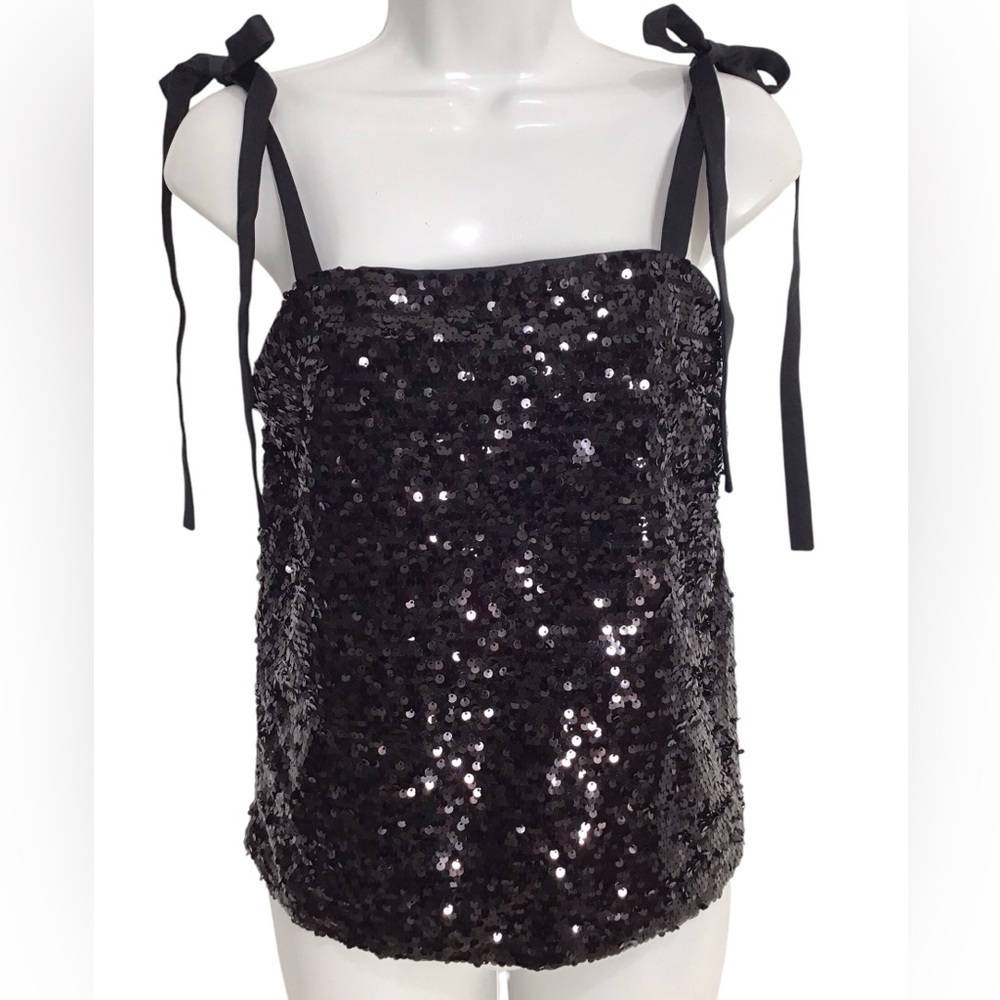 AX Armani Exchange Black Sequin Sleeveless Blouse Size Small